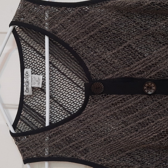 Camille & Co button up mesh texture Blouse tank vest , beautiful - Picture 3 of 6